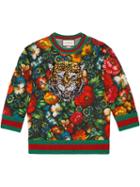 Gucci Floral Print With Tiger Sweatshirt, Women's, Size: Xs, Black, Cotton