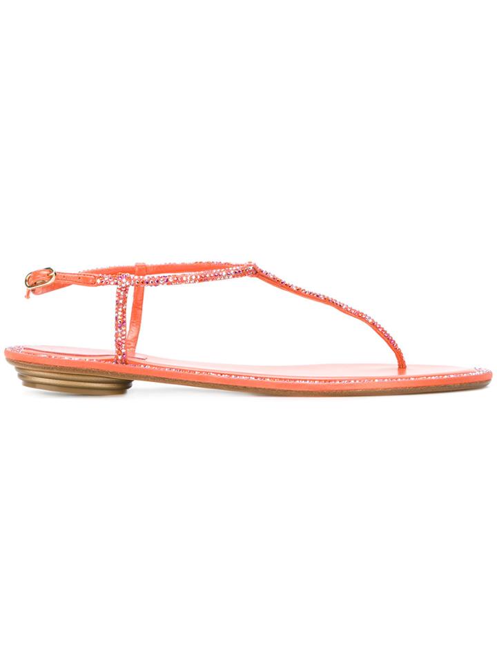 René Caovilla Embellished Sandals - Yellow & Orange