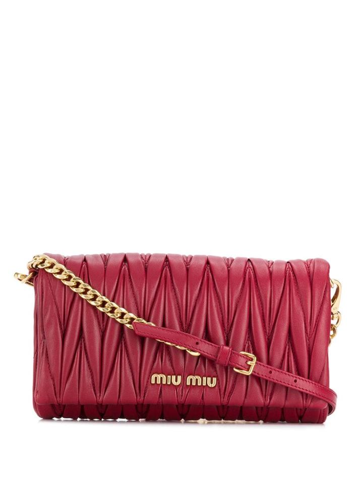 Miu Miu Quilted Cross Body Bag - Red