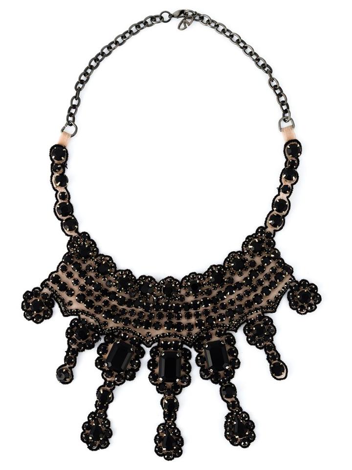Valentino Vintage Embellished Necklace, Women's, Black