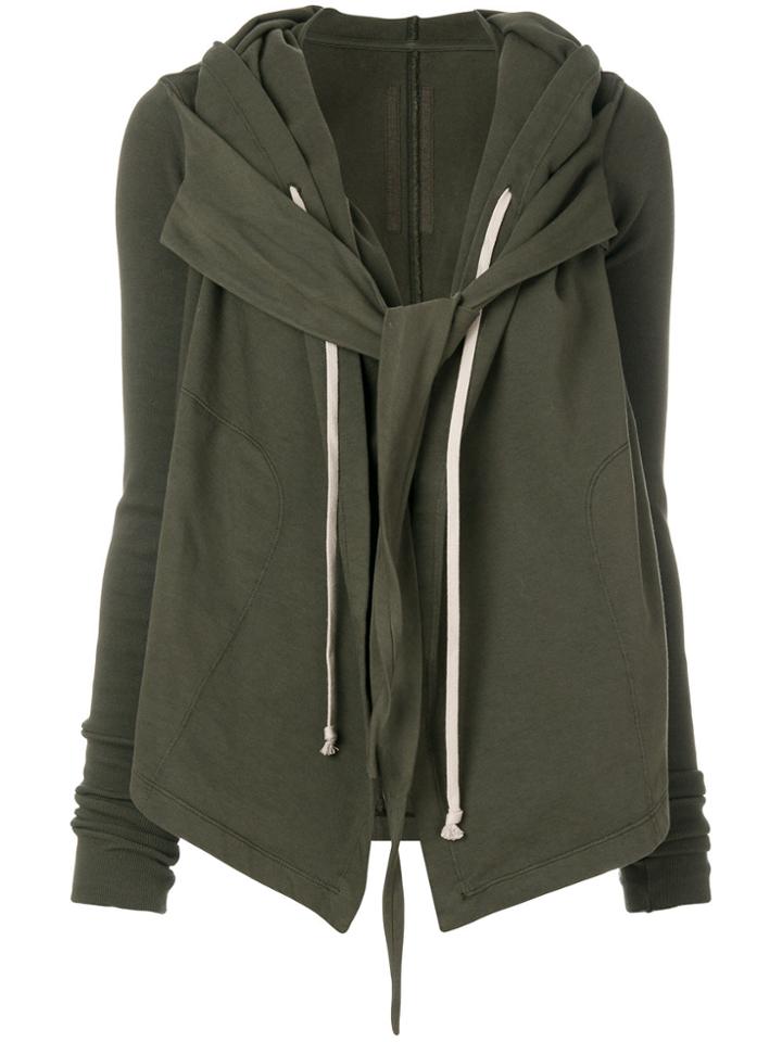 Rick Owens Drkshdw Tie Front Hooded Cardigan - Green