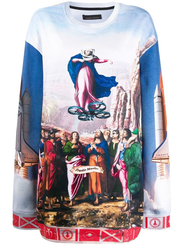 Frankie Morello Biblical Print Sweatshirt - Blue