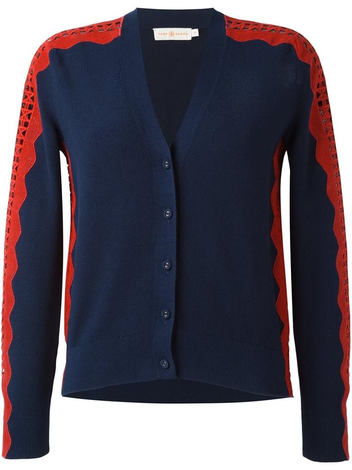 Tory Burch 'gabrielle' Cardigan, Women's, Size: Small, Blue, Cotton/polyester