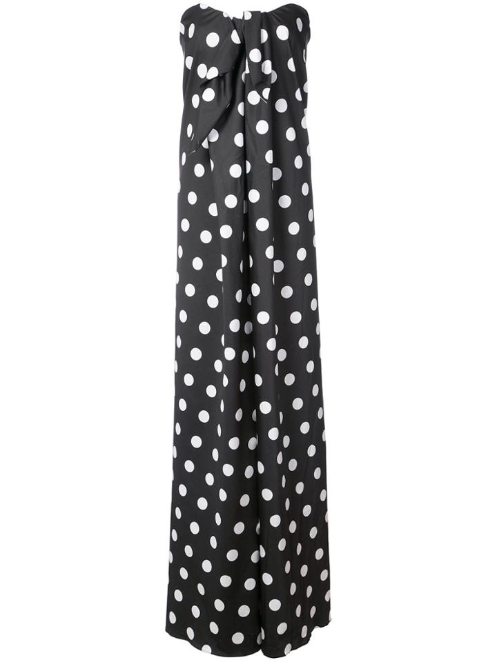 Caroline Constas Polka Dot Strapless Gown - Black