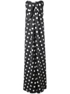 Caroline Constas Polka Dot Strapless Gown - Black