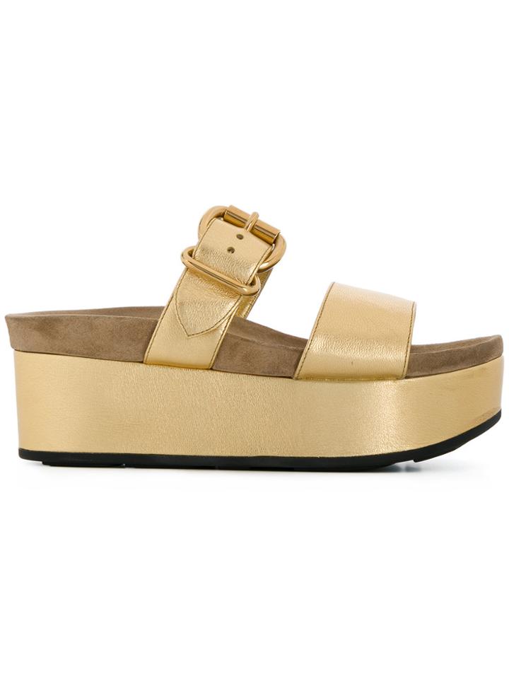 Prada Stacked Sole Sandals - Metallic