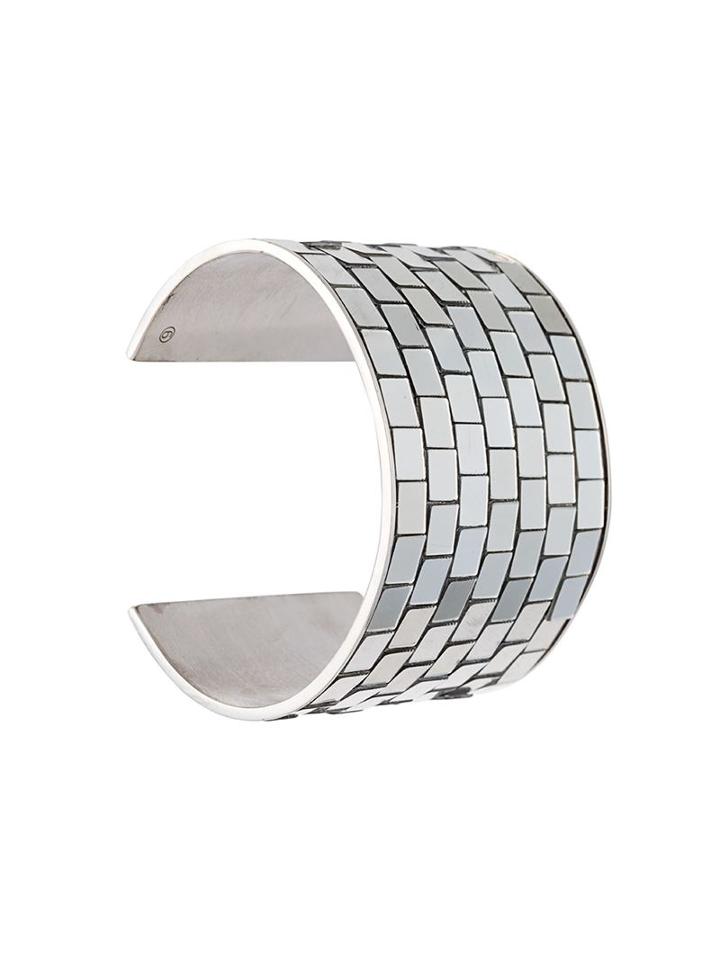 Mm6 Maison Margiela Mirror Appliqué Cuff, Women's, Size: M, Metallic, Brass/polymethyl Methacrylate