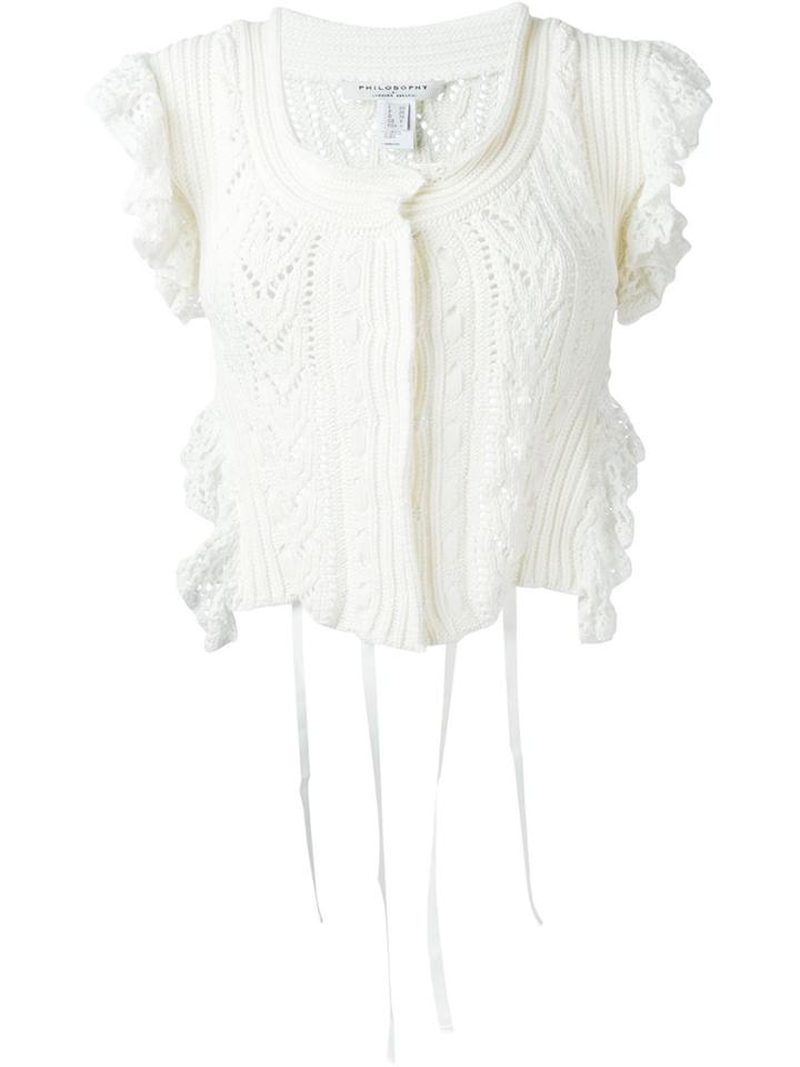 Philosophy Di Lorenzo Serafini Knitted Crop Gilet, Women's, Size: 44, White, Cotton/polyamide