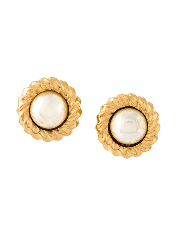 Chanel Vintage Curved Orb Clip-on Earrings