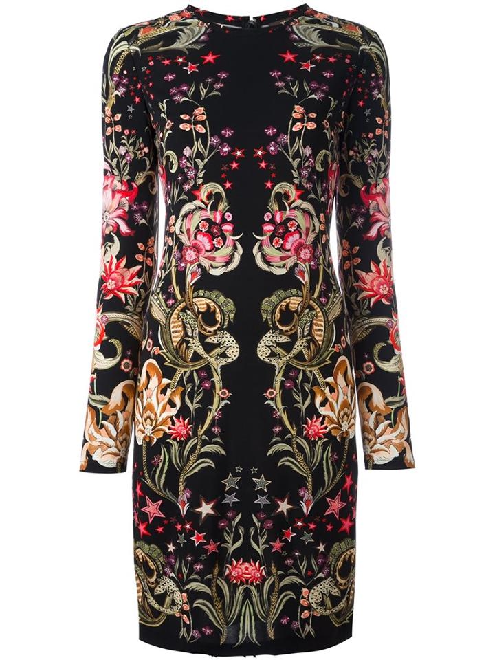 Roberto Cavalli Floral Print Dress, Women's, Size: 42, Black, Viscose
