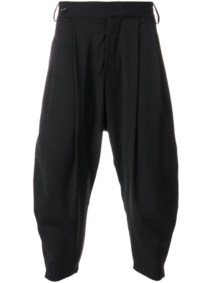 Odeur Pleated Detail Dropped Crotch Trousers - Black