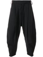 Odeur Pleated Detail Dropped Crotch Trousers - Black