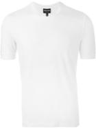 Giorgio Armani V-neck Fitted T-shirt, Men's, Size: 50, White, Spandex/elastane/viscose