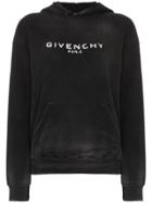 Givenchy Logo Printed Distressed Hoodie - Black