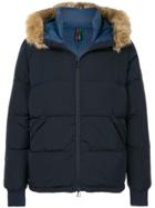 Ps By Paul Smith Fur Trim Padded Jacket - Blue
