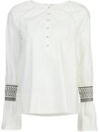 Derek Lam 10 Crosby Embroidered Flared Cuff Shirt, Women's, Size: 2, White, Cotton