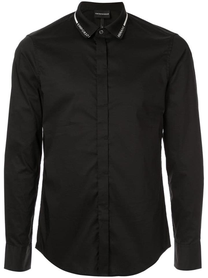 Emporio Armani Branded Collar Shirt - Black