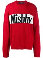 Misbhv Distressed Effect Logo Sweater - Red