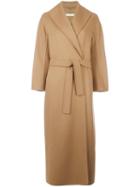 's Max Mara Shawl Lapel Belted Coat, Women's, Size: 42, Brown, Virgin Wool