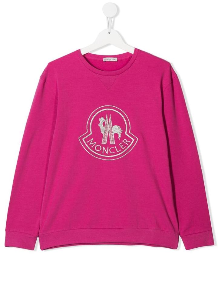 Moncler Kids Teen Embroidered Logo Sweatshirt - Pink