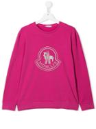 Moncler Kids Teen Embroidered Logo Sweatshirt - Pink