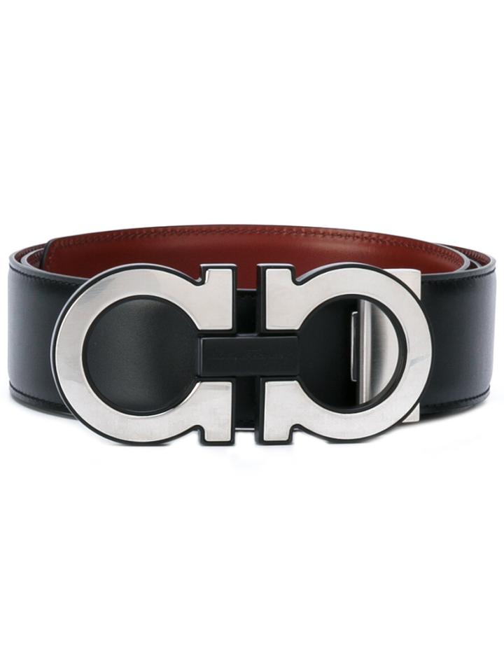 Salvatore Ferragamo Reversible Double Gancio Belt - Black