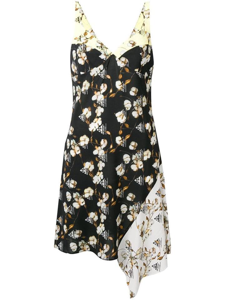 Off-white Floral Asymmetric Dress - Black