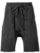 Isaac Sellam Experience Drop-crotch Shorts, Men's, Size: Large, Grey, Cotton/calf Leather