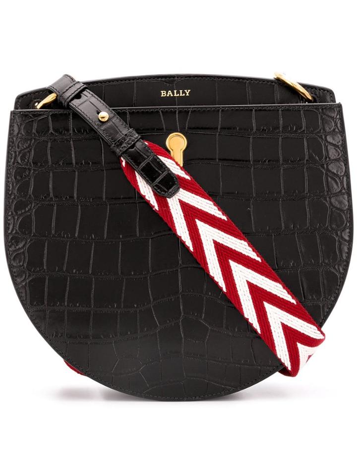 Bally Cecyle Crocodile Embossed Saddle Bag - Black