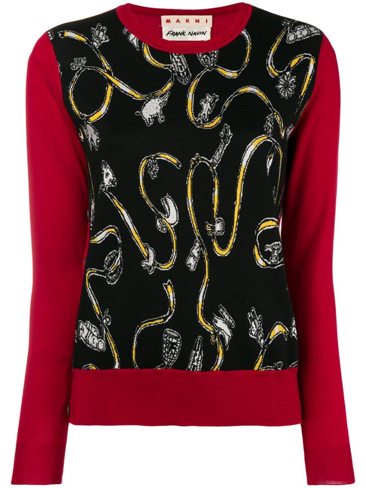 Marni Knit In Virgin Wool Print By Frank Navin - Black