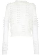 Aje Fawcett Embellished Sheer Sweater - Grey