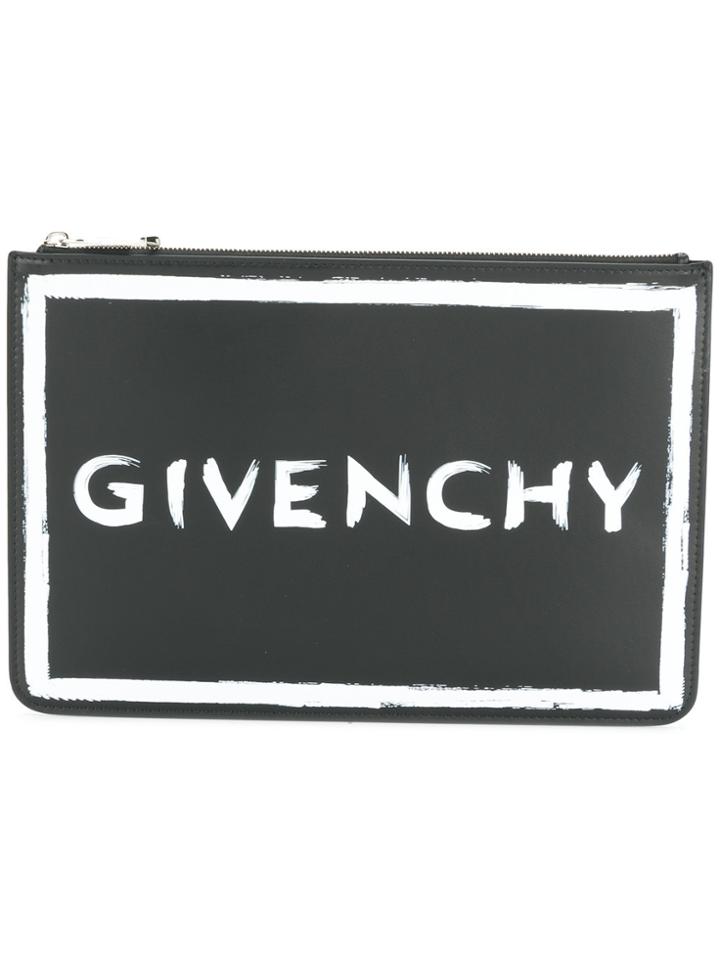 Givenchy Medium Iconic Graffiti Logo Clutch - Black
