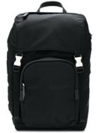 Prada Logo Appliqué Backpack - Black