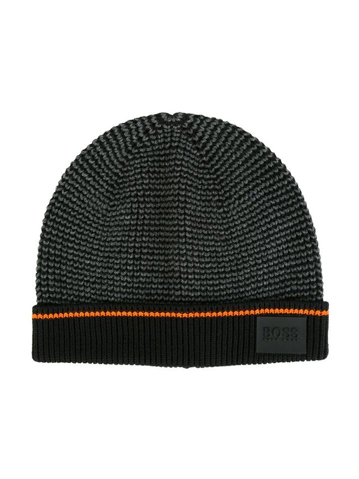 Boss Kids Logo Plaque Knit Beanie, Boy's, Size: 54 Cm, Black