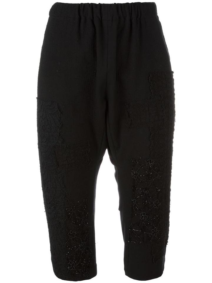 By Walid Cropped Embellished Trousers, Women's, Size: Medium, Black, Cotton/spandex/elastane