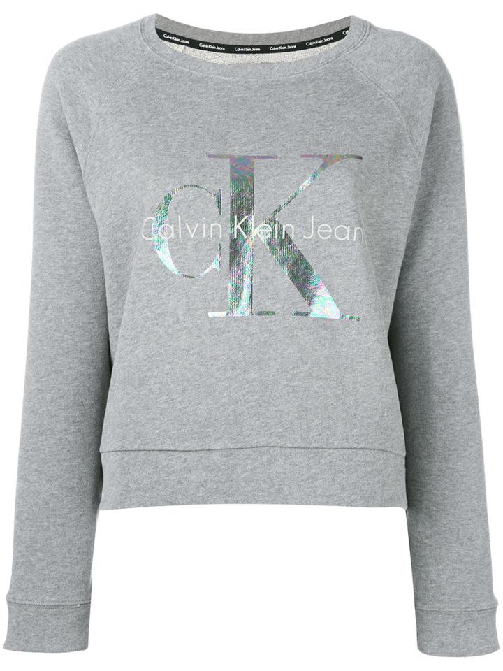 Calvin Klein Jeans - Logo Print Sweatshirt - Women - Cotton - M, Women's, Grey, Cotton