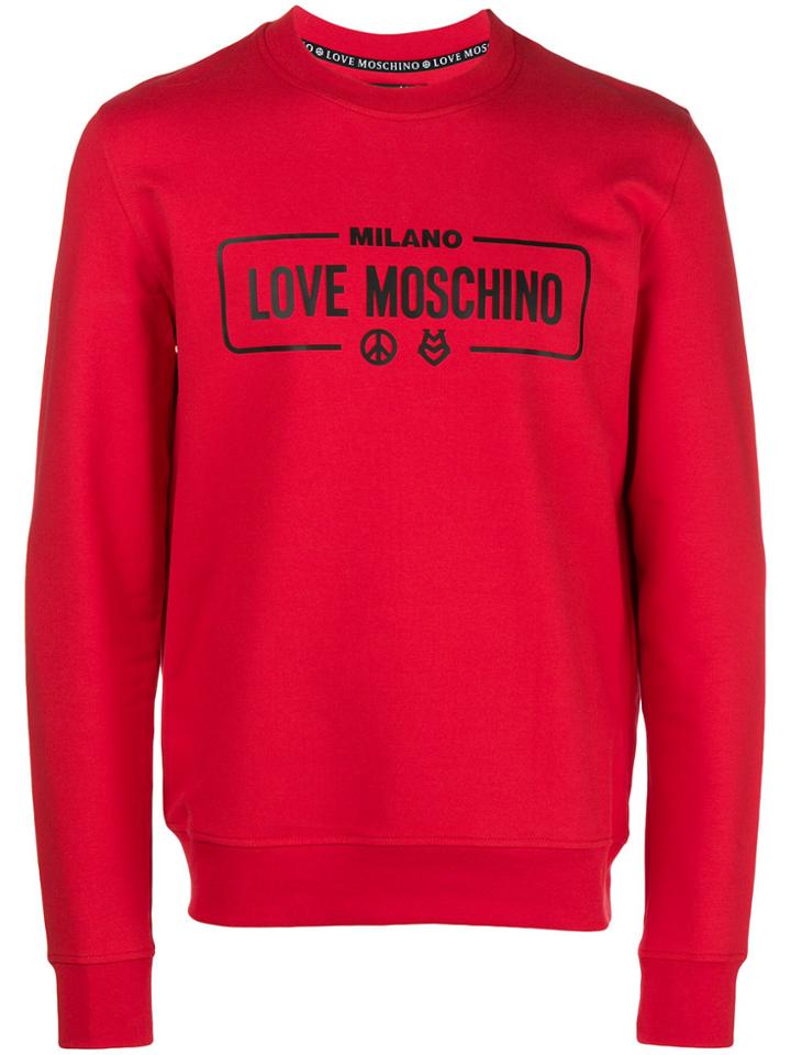 Love Moschino Printed Logo Sweatshirt - Red