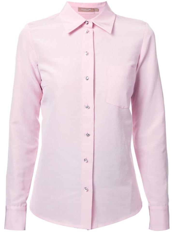 Michael Kors Collection Rhinestone Button Shirt - Pink