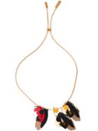 Marni Leaf Pendant Necklace, Women's, Nude/neutrals, Calf Leather/leather/resin/brass