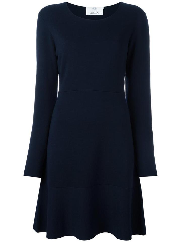 Allude Longsleeved Flared Dress, Women's, Size: Medium, Blue, Virgin Wool
