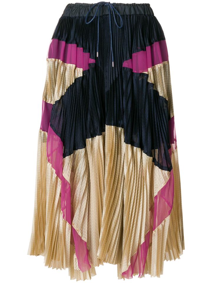 Sacai Patterned Pleated Skirt - Multicolour