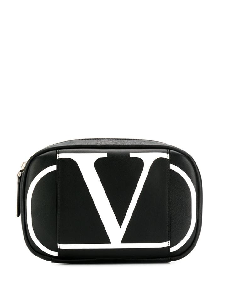 Valentino Logo Printed Clutch Bag - Black