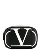 Valentino Logo Printed Clutch Bag - Black