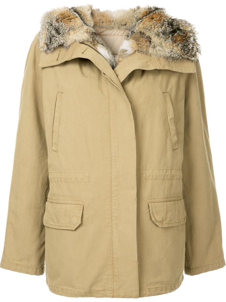Army Yves Salomon Short Fur-lined Parka - Nude & Neutrals
