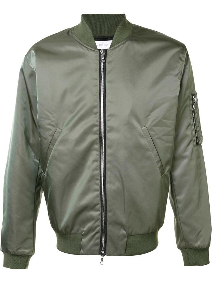 John Elliott 'bogota' Bomber Jacket, Men's, Size: Large, Green, Nylon/cupro