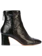 Alexandre Birman Python Skin High Heel Boots - Black