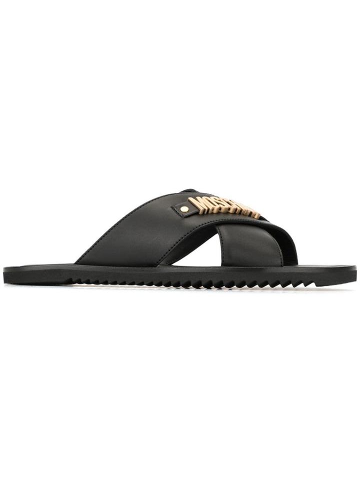 Moschino Logo Plaque Sandals - Black