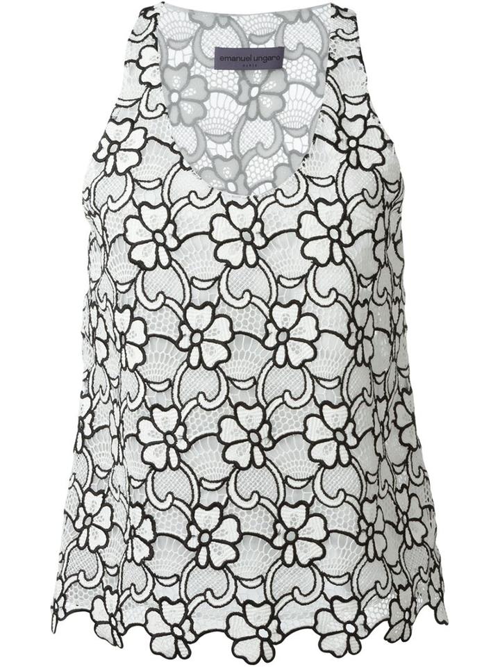 Emanuel Ungaro Sleeveless Lace Top, Women's, Size: 40, White, Silk/cotton/polyester