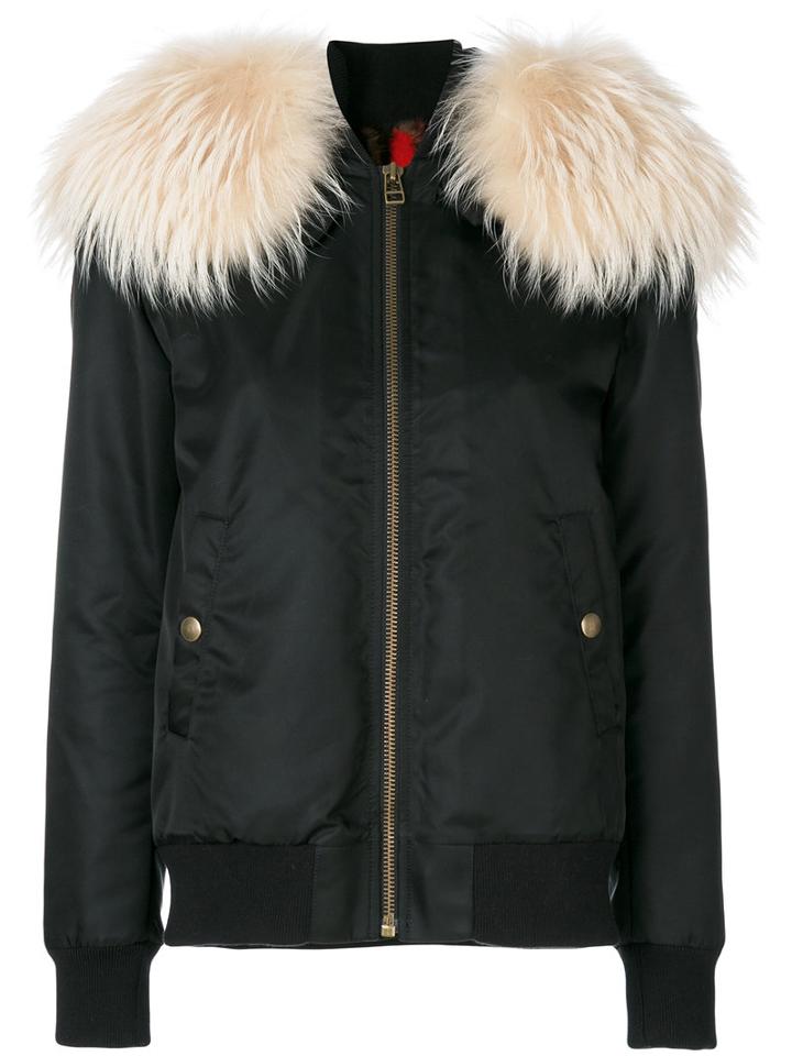 Mr & Mrs Italy - Fur Hooded Puffer Jacket - Women - Cotton/mink Fur/polyamide/racoon Fur - S, Black, Cotton/mink Fur/polyamide/racoon Fur