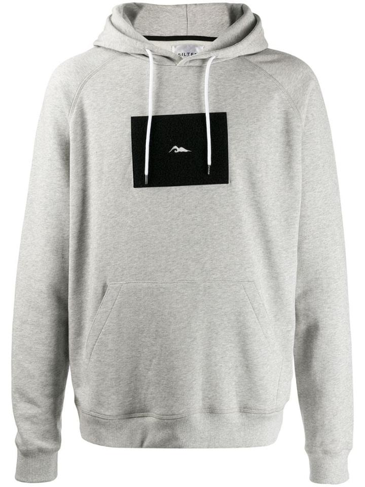 The Silted Company Patch Detail Hoodie - Grey